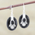 Onyx dangle earrings, 'Midnight Crown' - Black Onyx Sterling Silver Dangle Earrings (image 2b) thumbail