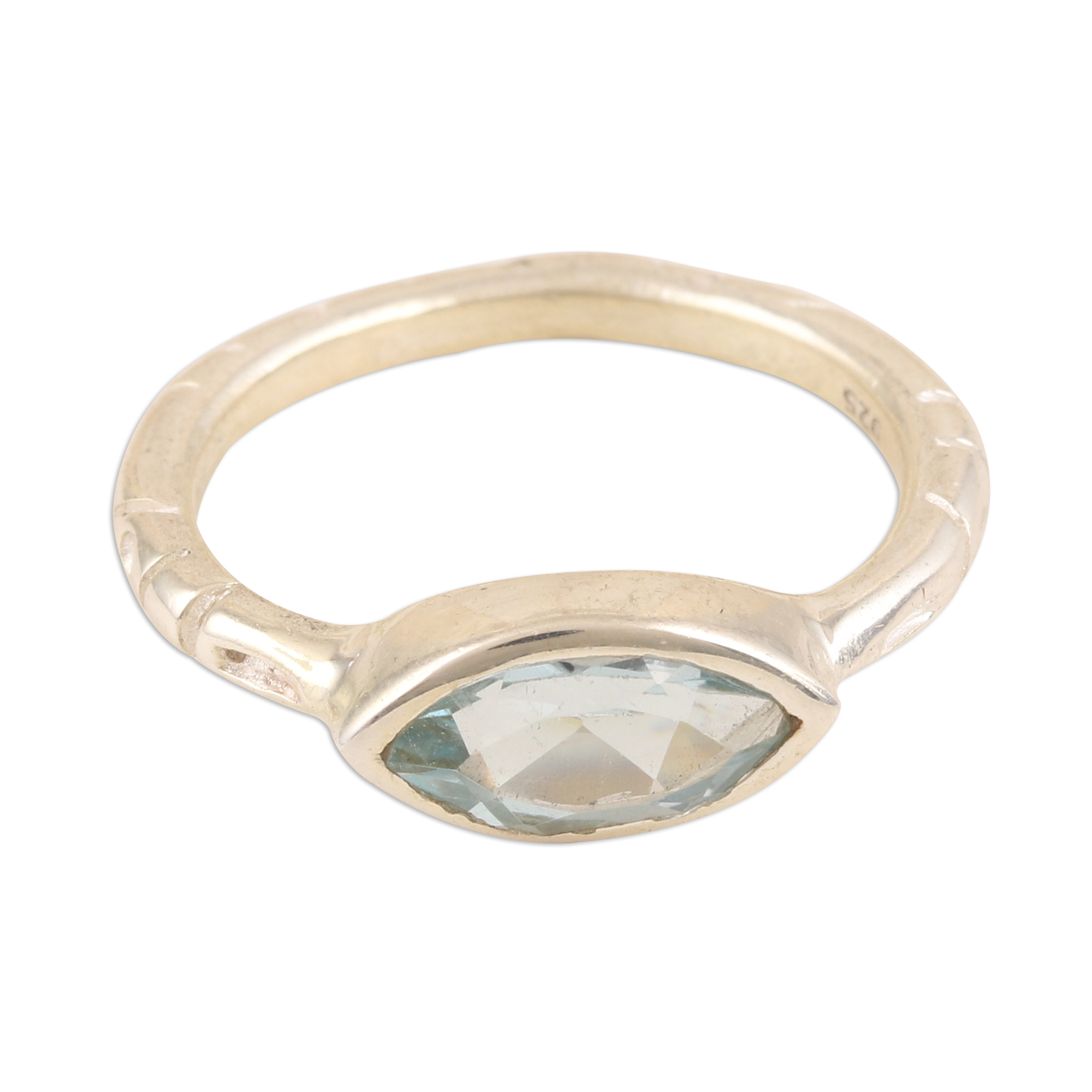 UNICEF Market | Marquise Cut Blue Topaz Ring from India - Delicate Eye