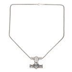 Men's sterling silver pendant necklace, 'Thor's Hammer' - Men's Thor's Hammer Necklace in Sterling Silver