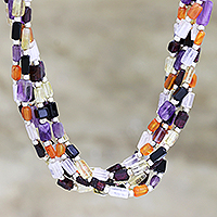Multi-gemstone torsade necklace, 'Vivacious Beauty' - Multi-Gemstone Torsade Necklace from India