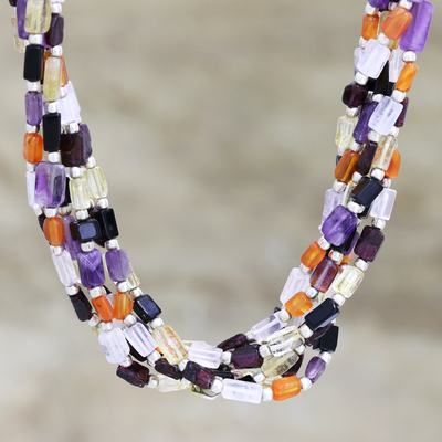 Torsade-Halskette mit mehreren Edelsteinen - Multi-Edelstein-Torsade-Halskette aus Indien