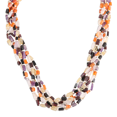 Multi-Gemstone Torsade Necklace from India