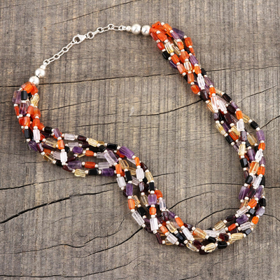 Multi-gemstone torsade necklace, 'Vivacious Beauty' - Multi-Gemstone Torsade Necklace from India