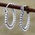 Sterling silver hoop earrings, 'Brightly Shining' - Beaded Sterling Silver Hoops from India (image 2) thumbail