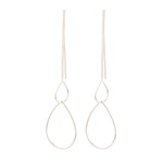 Sterling silver threader earrings, 'Dancing Droplets' - Sterling Silver Interlocking Teardrop Threader Earrings