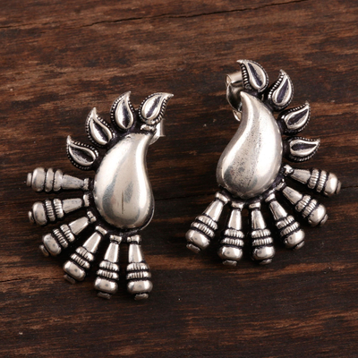 Sterling silver drop earrings, 'Paisley Splendor' - Paisley Motif Sterling Silver Drop Earrings