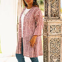 Featured review for Cotton kimono jacket, Berry Charm