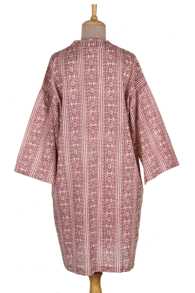 Chaqueta kimono de algodón - Chaqueta kimono de algodón serigrafiada hecha a mano