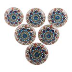 Ceramic knobs, 'Floral Appeal' (set of 6) - Set of 6 Hand Painted Ceramic Knobs/Drawer Pulls