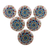 Ceramic knobs, 'Floral Appeal' (set of 6) - Set of 6 Hand Painted Ceramic Knobs/Drawer Pulls thumbail