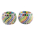 Glass mosaic tealight candleholders, 'Festive Rainbow' (pair) - Glass Mosaic Tealight Candleholders (Pair) (image 2a) thumbail