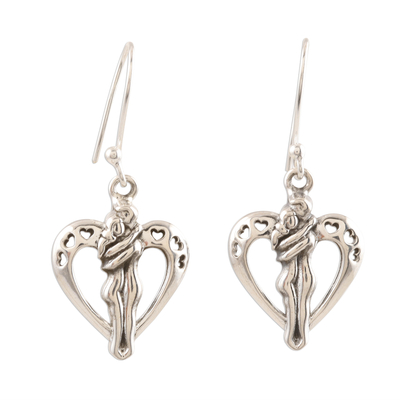 Romantic Sterling Silver Heart Earrings from India