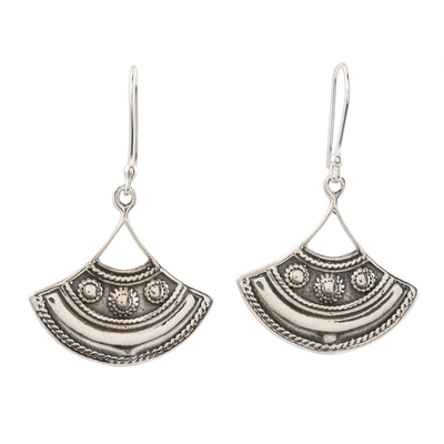 Sterling silver dangle earrings, 'Antique Fan' - Fan-Shaped Sterling Silver Dangle Earrings