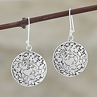 silver or golden tin Earrings on stems handcrafted