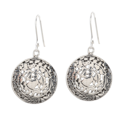 Sterling silver dangle earrings, 'Ancient Relic' - Artisan Crafted Sterling Silver Earrings from India
