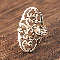 Featured review for Sterling silver cocktail ring, Floral Jali