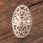Sterling silver cocktail ring, 'Overflowing Heart' - Heart Motif Sterling Silver Cocktail Ring