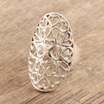 Sterling silver cocktail ring, 'Overflowing Heart' - Heart Motif Sterling Silver Cocktail Ring