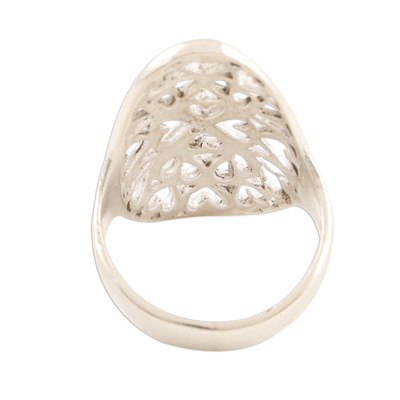 Sterling silver cocktail ring, 'Overflowing Heart' - Heart Motif Sterling Silver Cocktail Ring