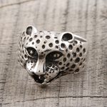 Men's sterling silver ring, 'Roaring Cheetah' - Roaring Cheetah Sterling Silver Men's Ring