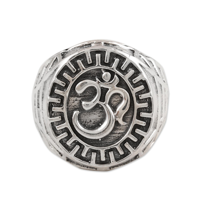 Herren-Siegelring aus Sterlingsilber - Herren-Ring aus Sterlingsilber mit Om-Symbol