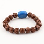Terracotta beaded unity bracelet, 'Omkara Unity' - Handcrafted Indian Brown & Blue Terracotta Unity Bracelet