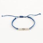 Sterling silver unity bracelet, 'Meditation Unity' - Blue & White Macrame Unity Bracelet with Sterling Silver