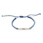 Sterling silver unity bracelet, 'Meditation Unity' - Blue & White Macrame Unity Bracelet with Sterling Silver