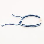 Sterling silver unity bracelet, 'Meditation Unity' - Blue & White Macrame Unity Bracelet with Sterling Silver
