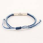 Sterling silver unity bracelet, 'Meditation Unity' - Blue & White Macrame Unity Bracelet with Sterling Silver