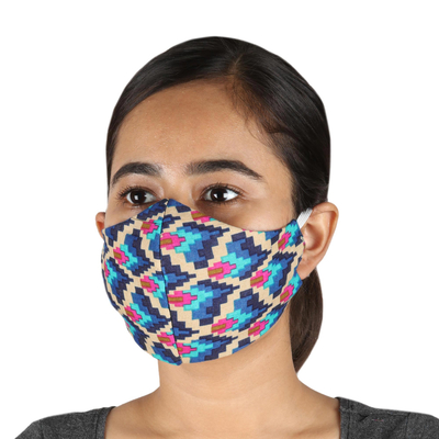 Cotton face masks, 'Vibrant Quartet' (set of 4) - 4 Cotton Print 2-Layer Elastic Loop Face Masks from India