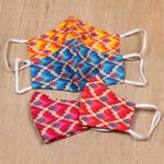 Cotton face masks, 'Vibrant Quartet' (set of 4) - 4 Cotton Print 2-Layer Elastic Loop Face Masks from India