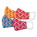 Cotton face masks, 'Vibrant Quartet' (set of 4) - 4 Cotton Print 2-Layer Elastic Loop Face Masks from India