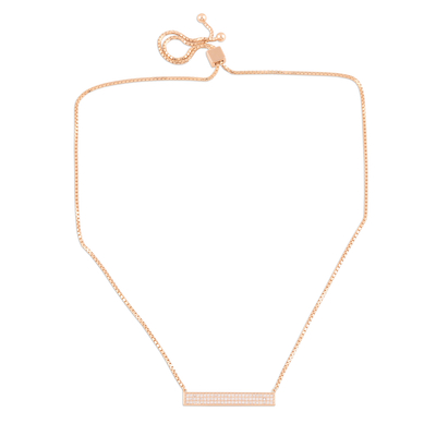 Rosévergoldetes Anhänger-Halsband, „rosiges Festzelt“. - rosévergoldete CZ-Anhänger-Halskette