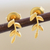 Gold plated drop earrings, 'Leaves of Gold' - Petite 22k Gold Plated Leaf Motif Drop Earrings