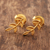 Pendientes colgantes chapados en oro - Pequeños aretes colgantes con motivo de hojas chapados en oro de 22k