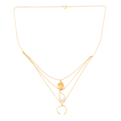 Gold plated pendant necklace, 'Golden Trilogy' - Three Tier 22k Gold Plated Pendant Necklace