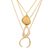 Collar colgante chapado en oro - Collar colgante de tres hileras chapado en oro de 22 quilates
