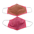 Gesichtsmasken aus Baumwolle, (Paar) - 2 dreilagige Gesichtsmasken mit Baumwolldruck in Hellbraun, Rot und Fuchsia