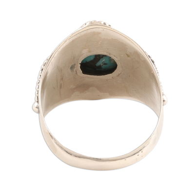 Sterling silver cocktail ring, 'Aura in Blue' - Reconstituted Turquoise and Sterling Silver Cocktail Ring