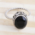Onyx cocktail ring, 'Midnight Hearts' - Black Onyx and Sterling Silver Cocktail Ring