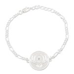 Blue topaz unity bracelet, 'Uniting People' - Indian Sterling Silver and Blue Topaz Unity Bracelet