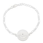 Blue topaz unity bracelet, 'Uniting People' - Indian Sterling Silver and Blue Topaz Unity Bracelet