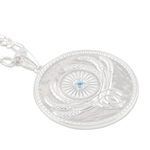 Blue topaz unity necklace, 'Uniting People' - Indian Sterling Silver and Blue Topaz Unity Necklace