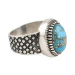 Men's sterling silver dome ring, 'Majestic Allure' - Composite Turquoise and Sterling Silver Men's Ring