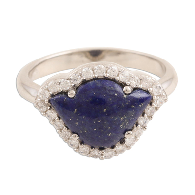 Lapis Lazuli and Cubic Zirconia Cocktail Ring