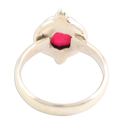 Chalcedony cocktail ring, 'Pink Summer Moon' - Faceted Pink Chalcedony Sterling Silver Cocktail Ring