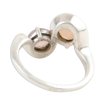 Chalcedony cocktail ring, 'Pink Times Two' - Faceted Pink Chalcedony Cocktail Ring