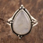Rainbow moonstone cocktail ring, 'Misty Glory' - Rainbow Moonstone Sterling Silver Cocktail Ring