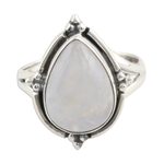 Rainbow moonstone cocktail ring, 'Misty Glory' - Rainbow Moonstone Sterling Silver Cocktail Ring